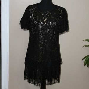 Chelsea & Violet Fringe Gold Lined Flapper Dress